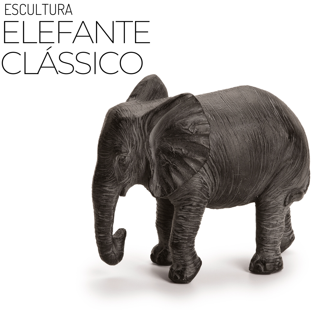 Escultura estátua estatueta de Elefante decorativo preto clássico em resina para qualquer estilo de decoração . Hindu Atrai boa sorte e dinheiro . Elefante indiano da sorte decor . Preta e perfeita com mínimos detalhes . Decoração Africana Safari